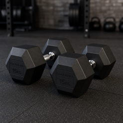 Hex Rubber Dumbbells 15kg Pair